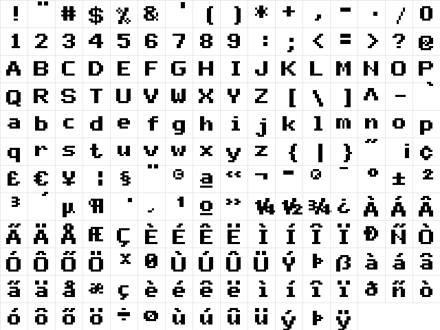 mono 07_65 Regular  glyph index