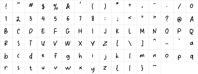 Santren Regular  glyph index