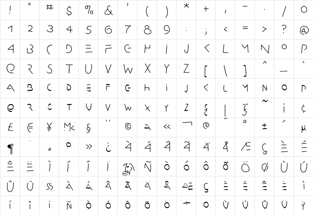Amputation Regular  glyph index