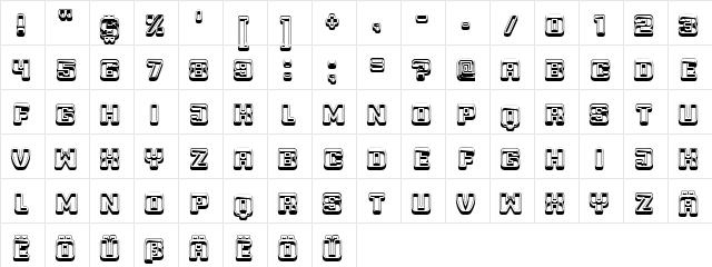 Shadow Regular  glyph index