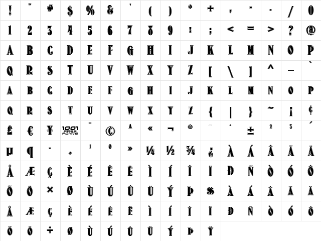 Old Gate Lane NF Regular  glyph index