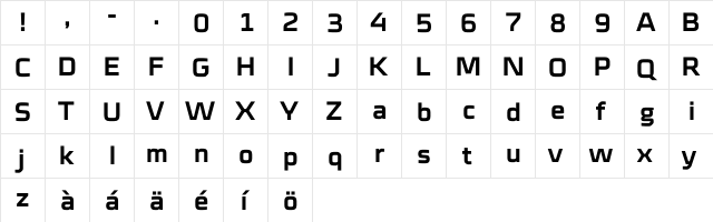 Cube Bold  glyph index