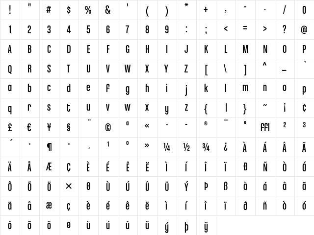ChaletComprime CologneEighty  glyph index