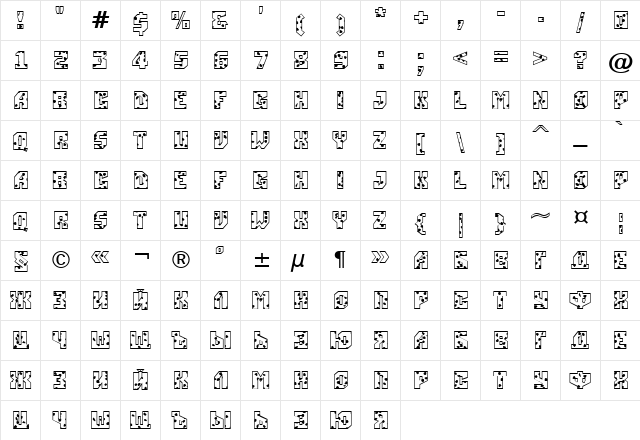 a_SimplerSpot Normal  glyph index