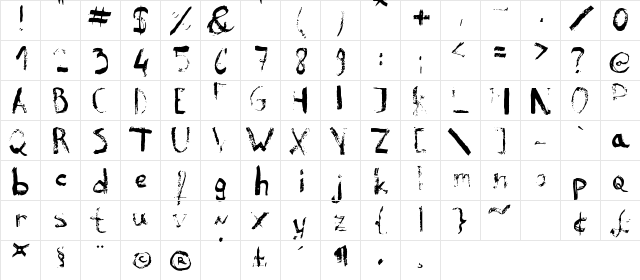 Reeld Typeface Regular  glyph index