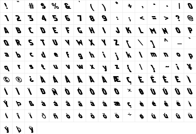 FZ BASIC 5 LEFTY Normal  glyph index