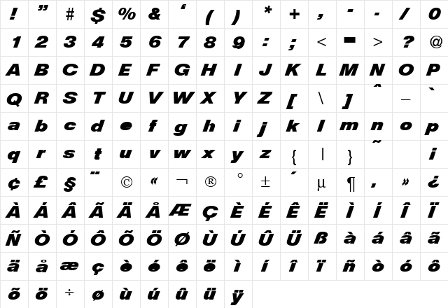 HelbaDiagDB Normal  glyph index
