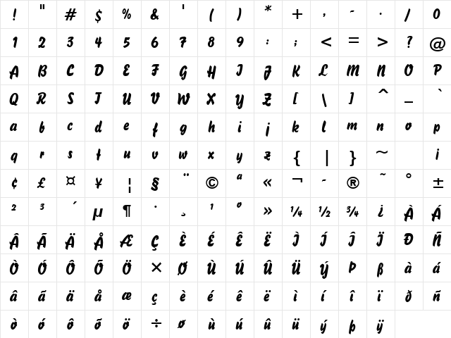 BrushStroke 26 Normal  glyph index