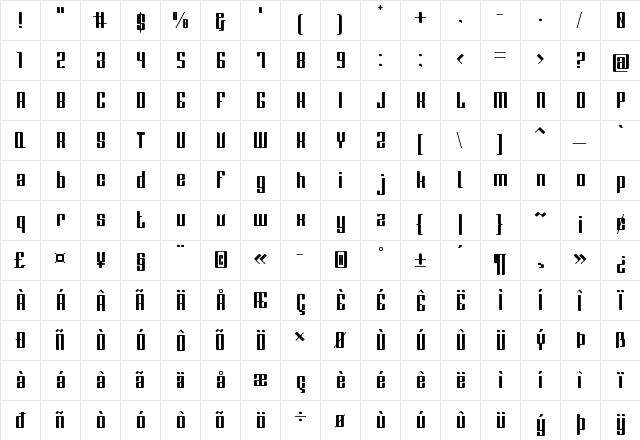 Greenleaf Regular  glyph index