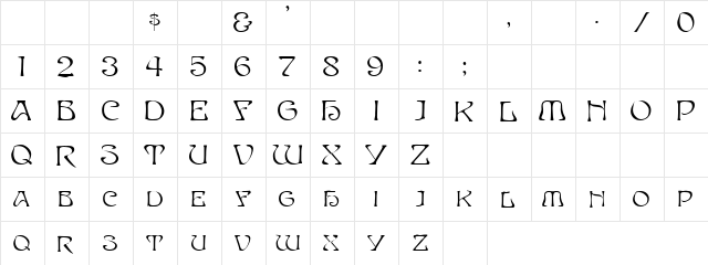 PassCaps regular  glyph index