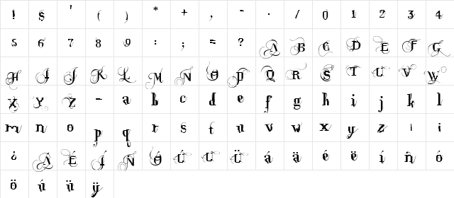 Opus Pix Regular  glyph index