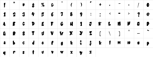Beat Word demo Regular  glyph index