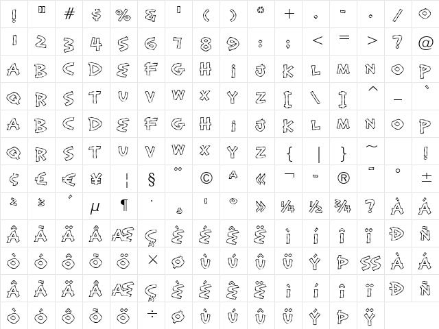 Exotic Island BTN Bamboo Out Regular  glyph index