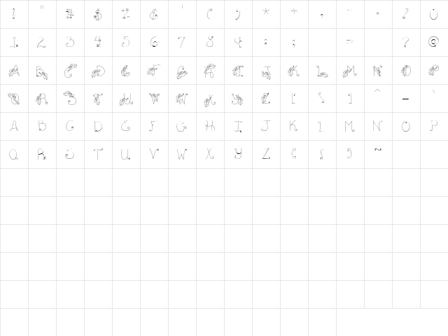 LD Fairies Regular  glyph index