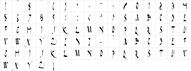 Dark Horse Condensed Condensed  glyph index