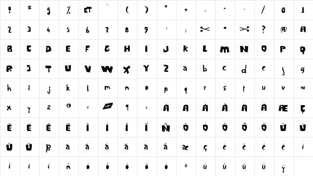 LaSabine Medium  glyph index
