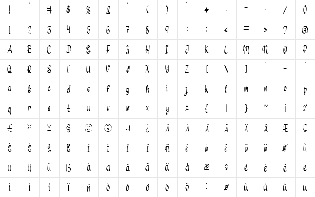 River Water Regular  glyph index