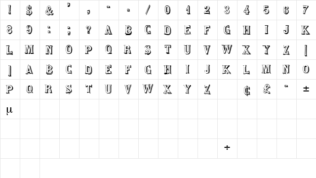 SaloonDisplayCapsSSK Regular  glyph index