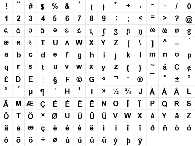 apicar Bold  glyph index