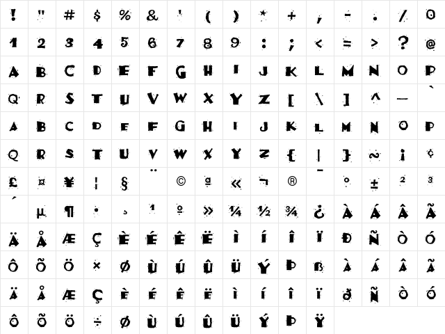 FajitaICG Mild  glyph index