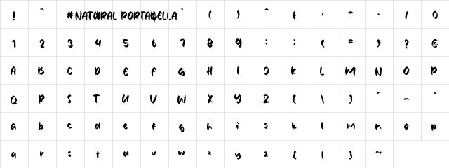 Natural Portabella Regular  glyph index