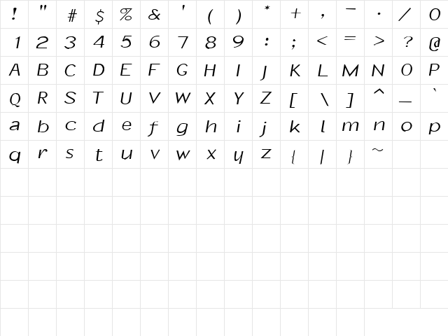 Kashmir 1 Regular  glyph index