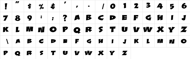 LHF Splash Regular Regular  glyph index
