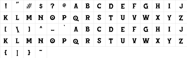 Dehors Display DEMO Regular  glyph index
