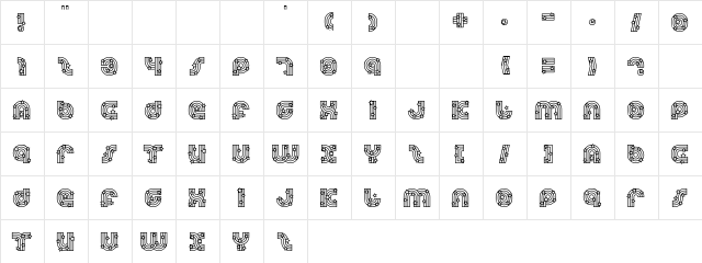 Dreamland Stars Regular  glyph index