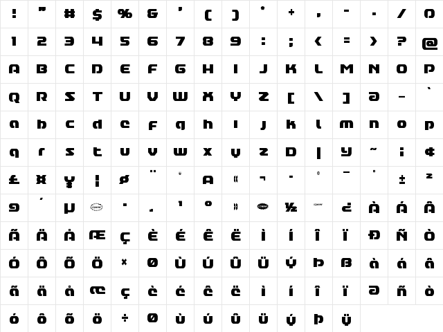 Annapolis Lower Case Condensed Condensed  glyph index