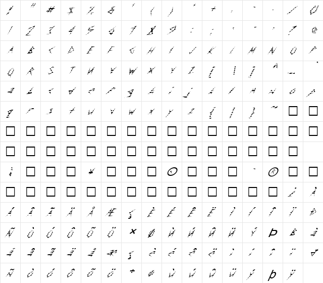 FZ UNIQUE 17 STRIPED ITALIC Normal  glyph index
