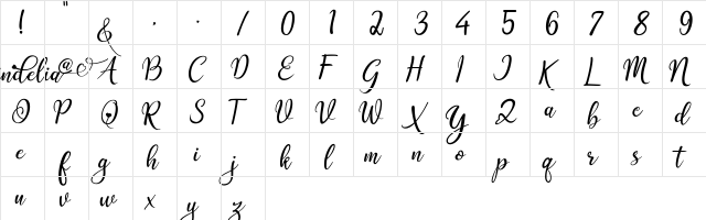Quindelia Regular  glyph index
