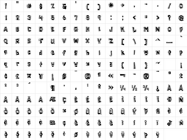 ChiladaICG Tres  glyph index