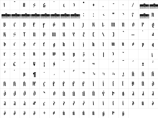 Adlibitum Bold  glyph index