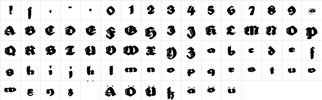 BigElla Regular  glyph index