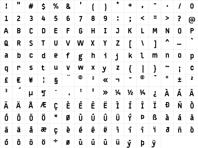 Typestar Web-Black Regular  glyph index