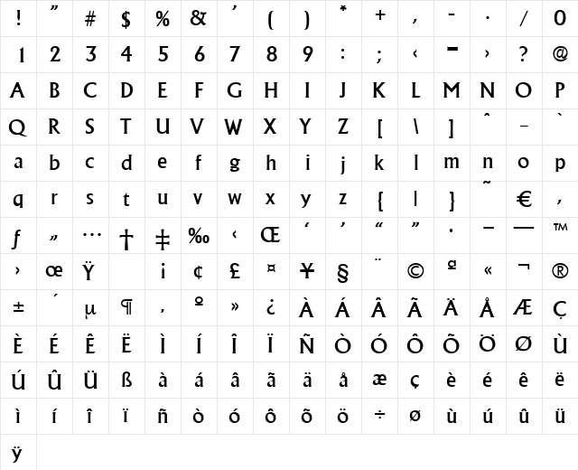 Adelon-Medium Regular  glyph index