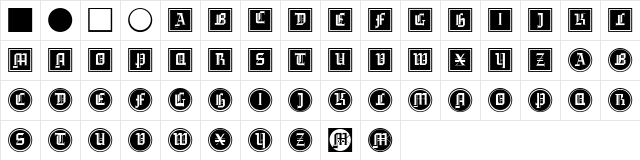 GotikaButtonsDrei Regular  glyph index