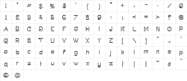 Curlmudgeon Hollow Regular  glyph index