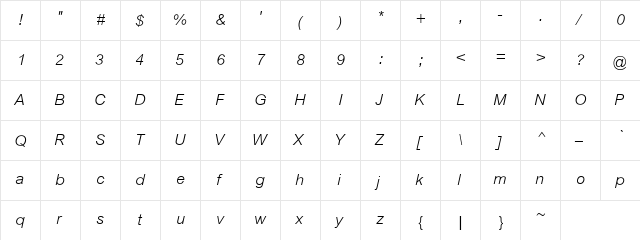 CordiaUPC Italic  glyph index