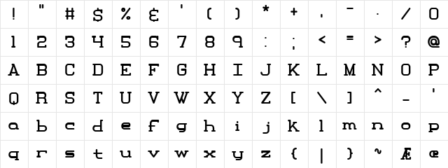 Xipital (BRK) Regular  glyph index