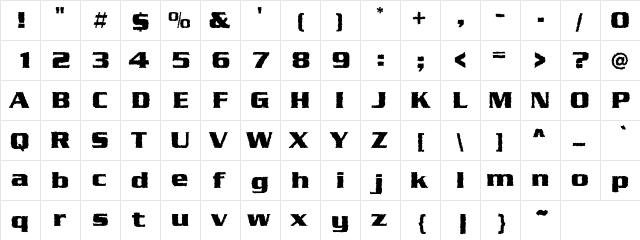 Grunge Snakes Bold Regular  glyph index