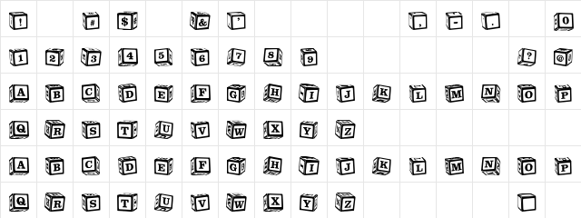 ChildsPlay Blocks Regular  glyph index