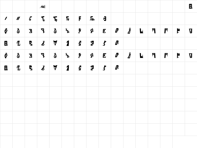 Akria Bold  glyph index