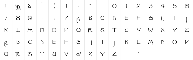 IRVING Regular  glyph index