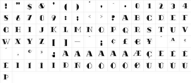 Rialto Regular  glyph index