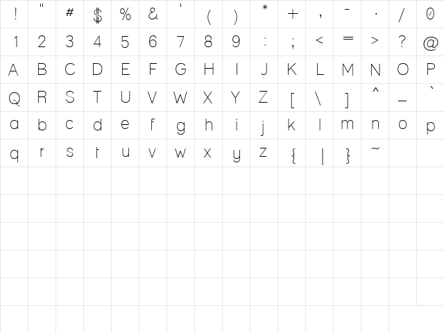 Lane Narrow Light Regular  glyph index