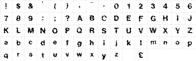 VanishInTheHeat Regular  glyph index