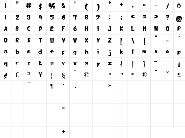 Dolpi Bold  glyph index