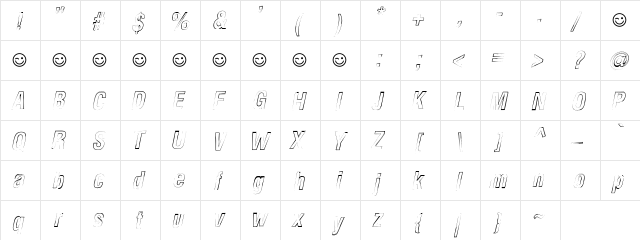 Newside FP Outline Italic  glyph index